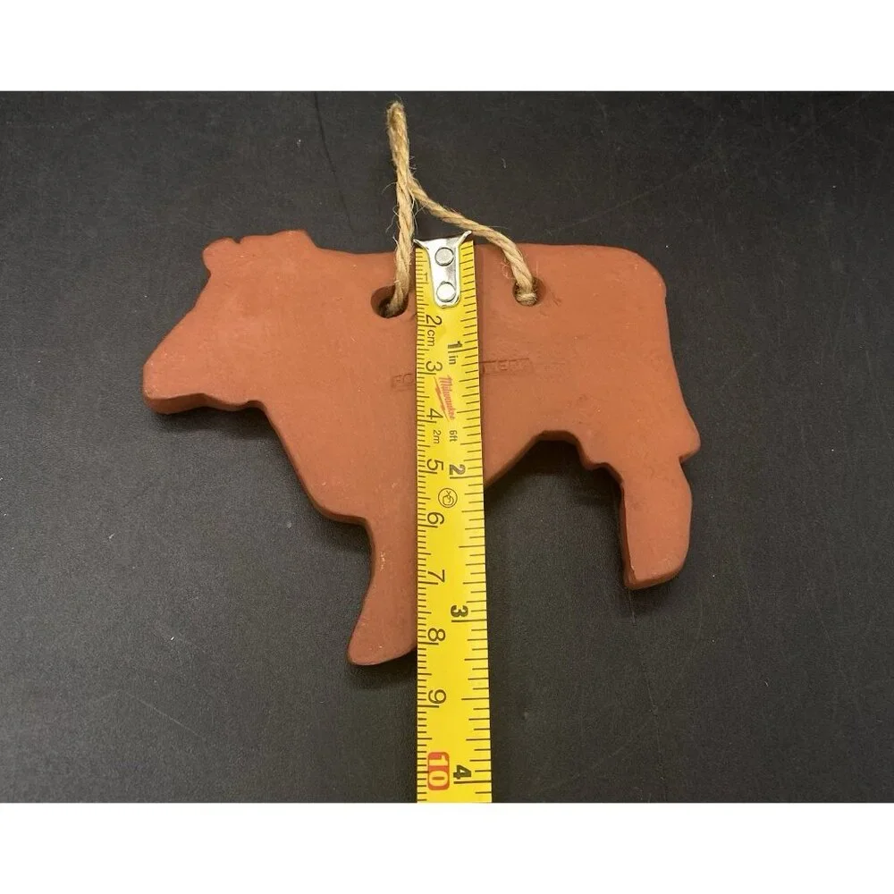 Foltz Pottery Cow Ornament Redware Vintage